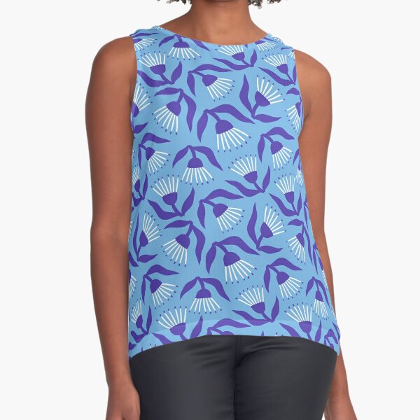 Floral pattern in hand-drawn style Sleeveless Top