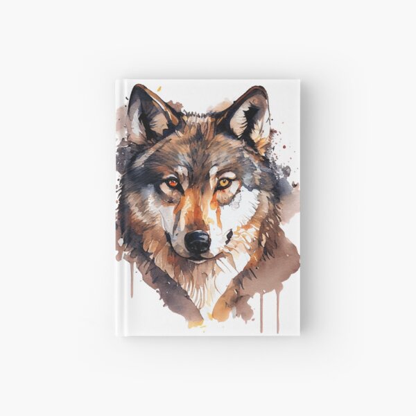 Beautiful Brown Water Color Wolf Hardcover Journal