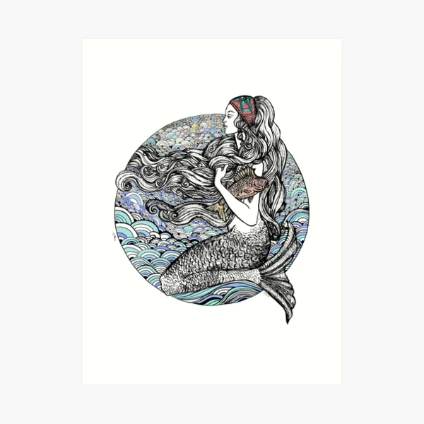 Mermaid drawing. Art Print for Sale by FanitsaArt