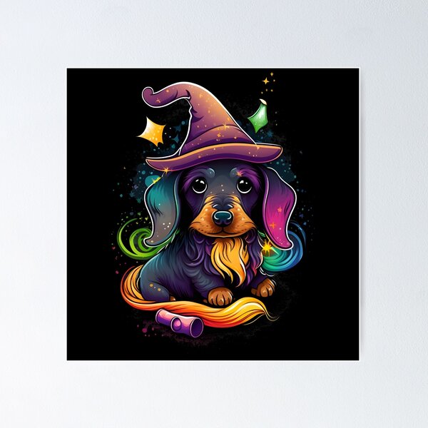 Item preview, Dachshund Wiener Sausage Dog Wizard Witch Kawaii designed and sold by Leonardo Palumbo.