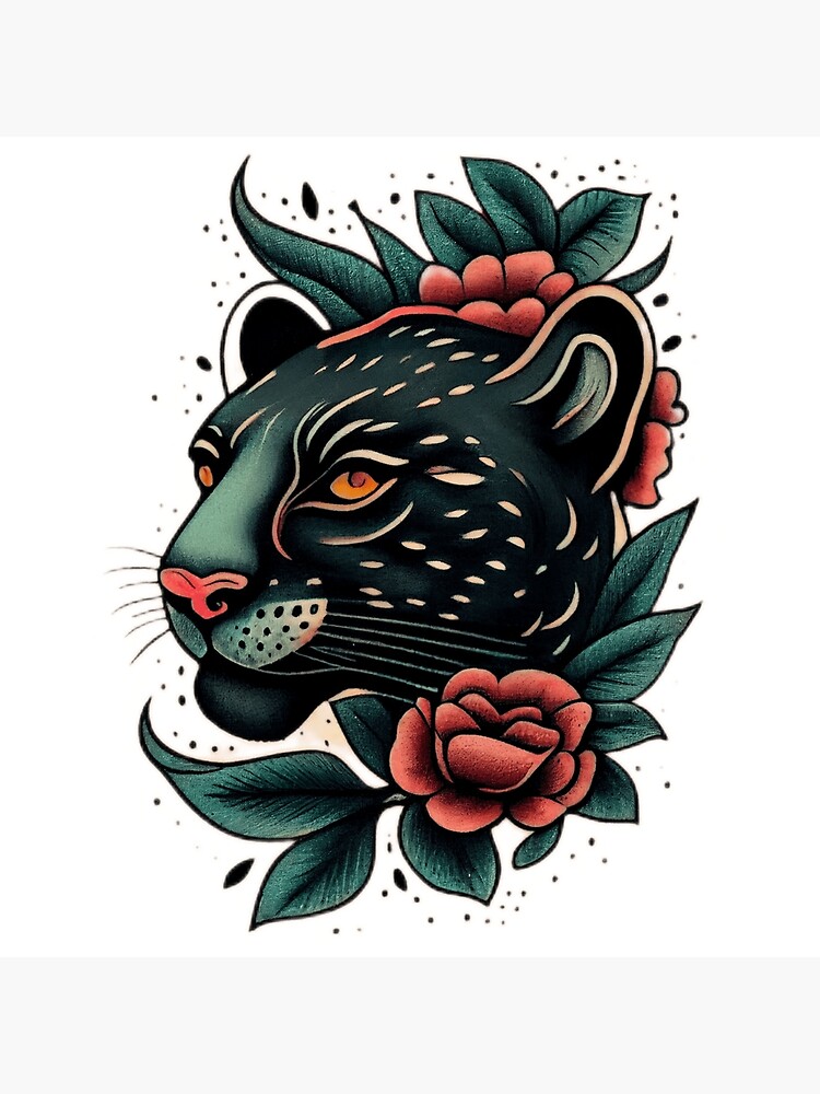 Panther tattoo on the right forearm.