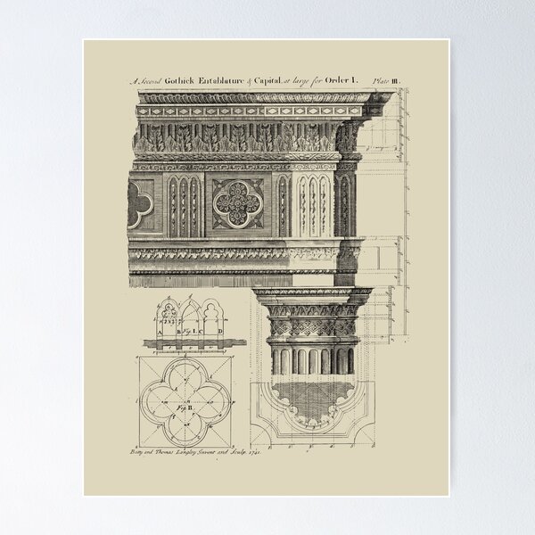 Item preview, Antique Architecture: gothic design detail designed and sold by AntiqueScience.