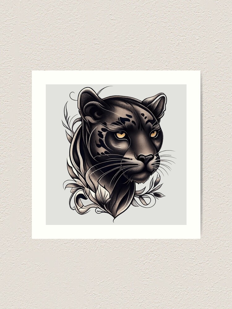 Art Immortal Tattoo : Tattoos : Realistic : Panther Skull & Rose tattoo