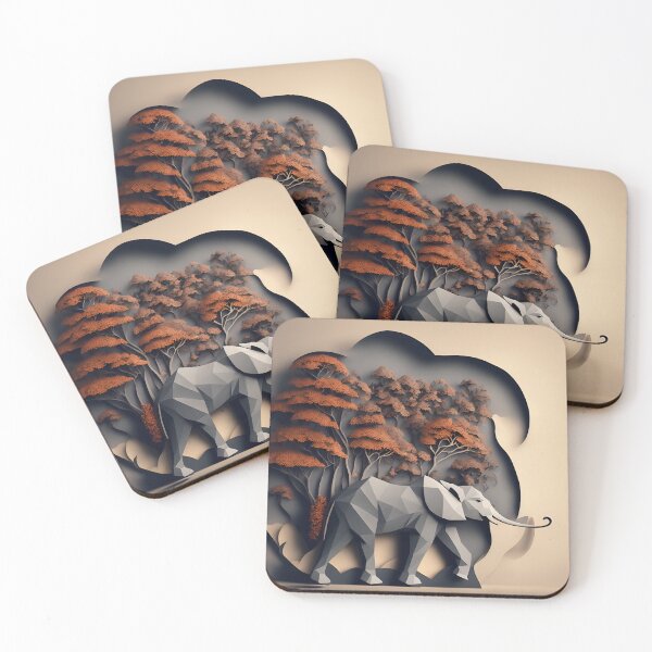 Item preview, Elephant Safari in Paper art style designed and sold by FormFinder.