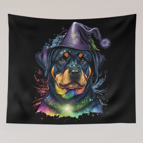 Item preview, Rottweiler Dog Wizard Witch Kawaii designed and sold by Leonardo Palumbo.