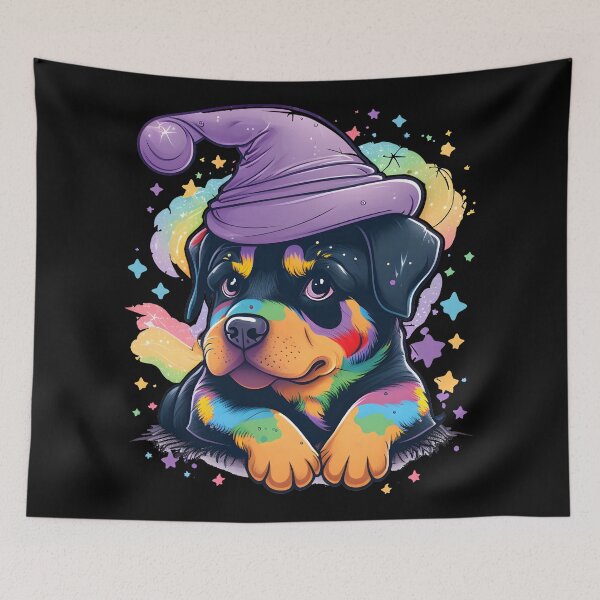 Item preview, Rottweiler Dog Wizard Witch Kawaii designed and sold by Leonardo Palumbo.