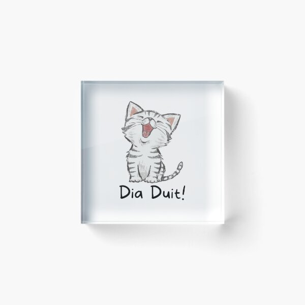 Item preview, Dia Duit Irish Language Cute Cat designed and sold by Irishprints.