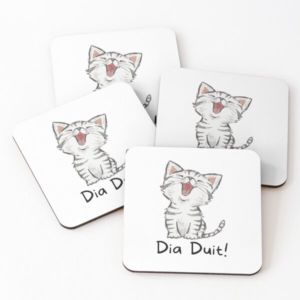Item preview, Dia Duit Irish Language Cute Cat designed and sold by Irishprints.