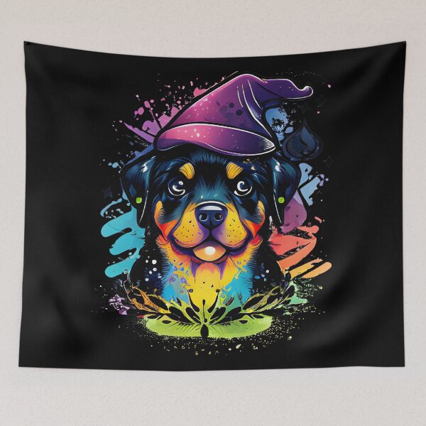 Item preview, Rottweiler Dog Wizard Witch Kawaii designed and sold by Leonardo Palumbo.