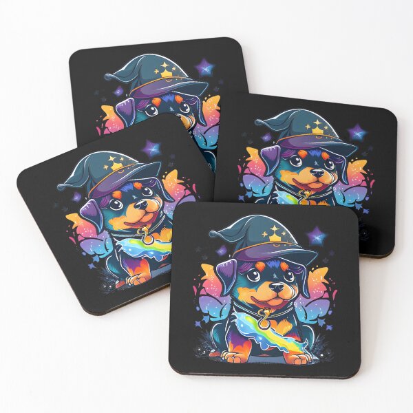 Item preview, Rottweiler Dog Wizard Witch Kawaii designed and sold by Leonardo Palumbo.