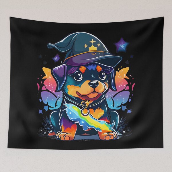 Item preview, Rottweiler Dog Wizard Witch Kawaii designed and sold by Leonardo Palumbo.