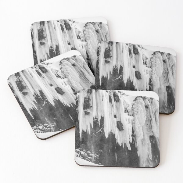 Item preview, Closeup of Frozen Waterfall, Iceland B&W designed and sold by Kate-P-.