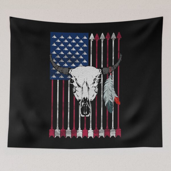 Item preview, Native flag with buffalo skull designed and sold by CarrieTDesigns.