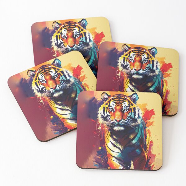Item preview, Majestic Beauty - Colorful Tiger Abstract Art designed and sold by The AI Art Gallery.