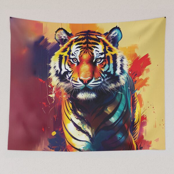 Item preview, Majestic Beauty - Colorful Tiger Abstract Art designed and sold by The AI Art Gallery.