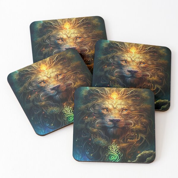 Item preview, Ancient magical molten Lion spirit in a mystical arcane forest designed and sold by Oleh Mykhailenko.