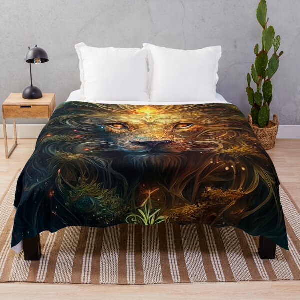 Item preview, Ancient magical molten Lion spirit in a mystical arcane forest designed and sold by Oleh Mykhailenko.