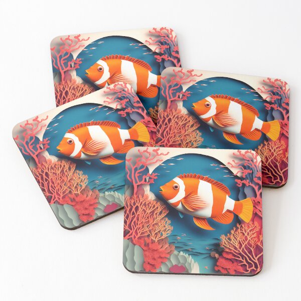 Item preview, Orange Fish Coral in Paper art style designed and sold by FormFinder.