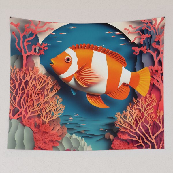 Item preview, Orange Fish Coral in Paper art style designed and sold by FormFinder.