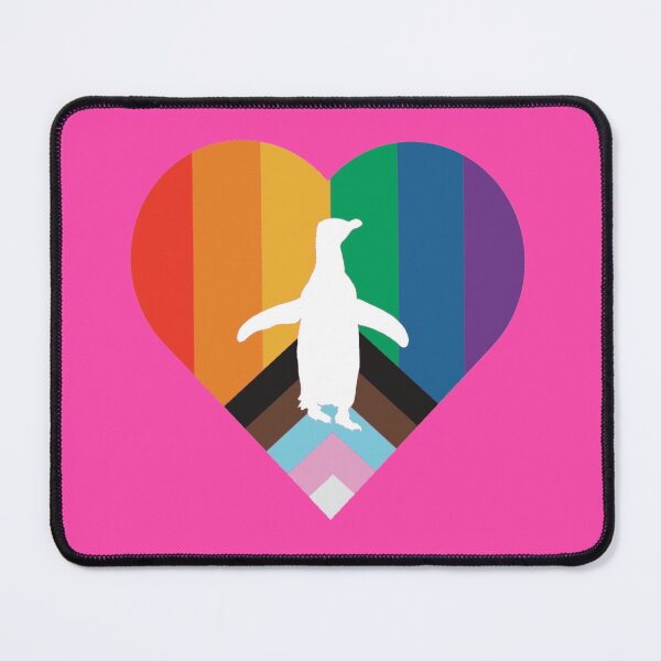 Item preview, LGBTQ Pride Penguin Heart (Fuchsia #FC46AA background)  designed and sold by SBPenguins.