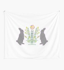 Funny Bunny and flowers Wall Tapestry