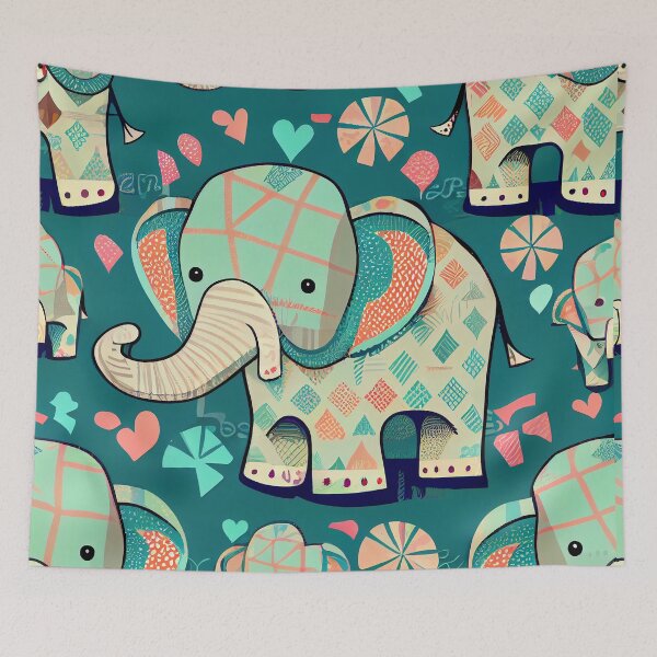 Item preview, Cute pattern of colored elephants designed and sold by CutePatternsRB.