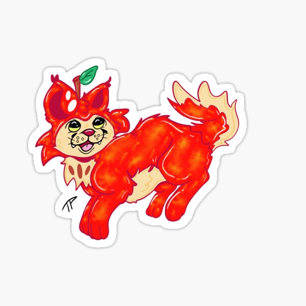 Vista previa del artículo con la obra «Gatito de manzana», diseñado y vendido por PawsAnJaws.