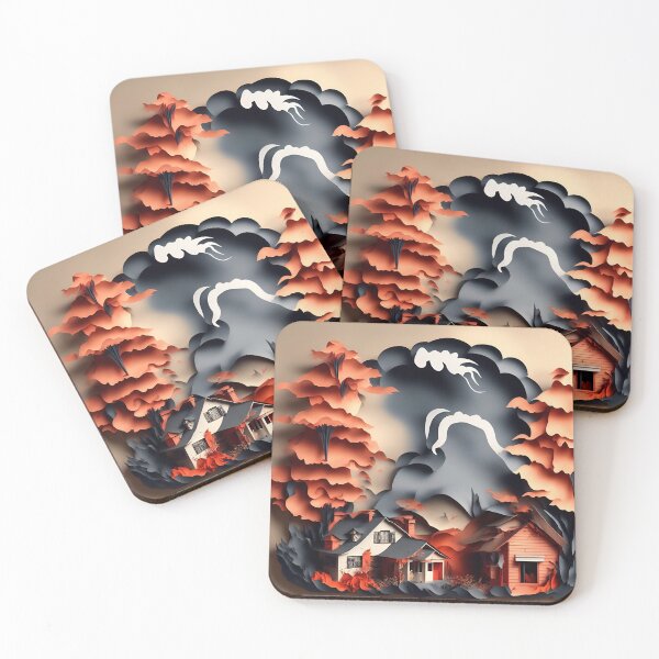 Item preview, House on Fire in Paper art style designed and sold by FormFinder.