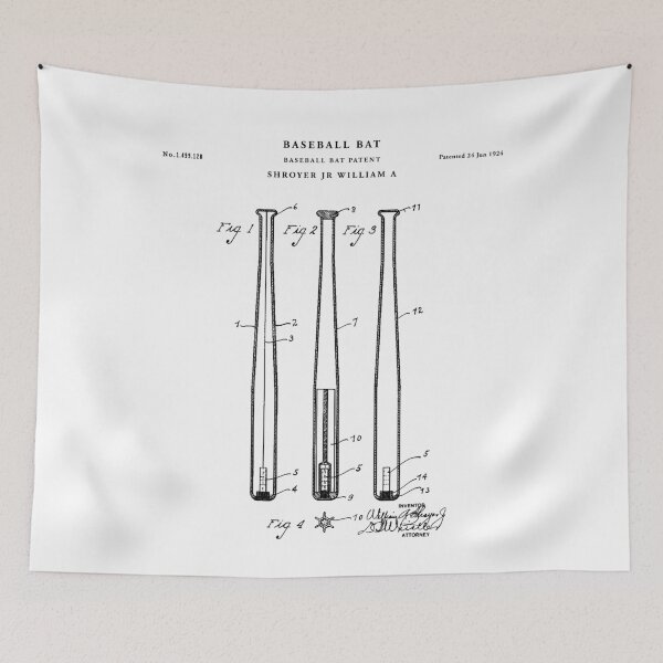 Item preview, Baseball Bat Patent Drawing Blueprint designed and sold by Vintago.