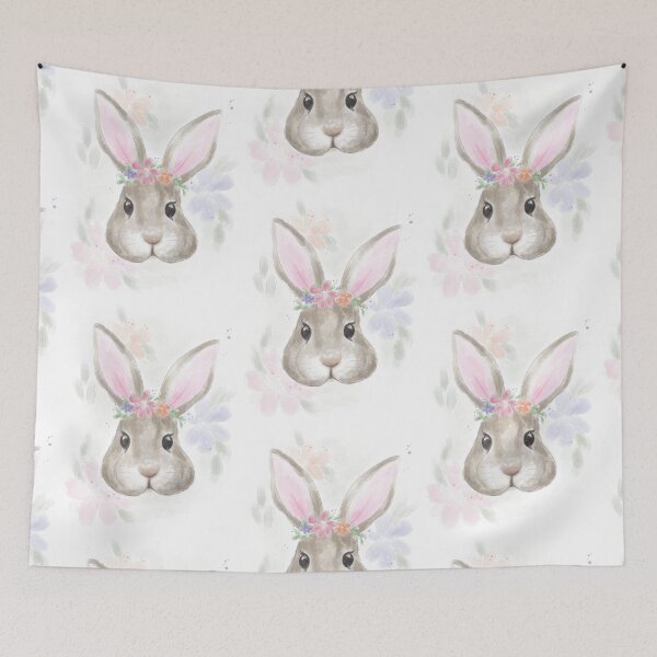Item preview, rabbit with flowers designed and sold by ChallaDesign.