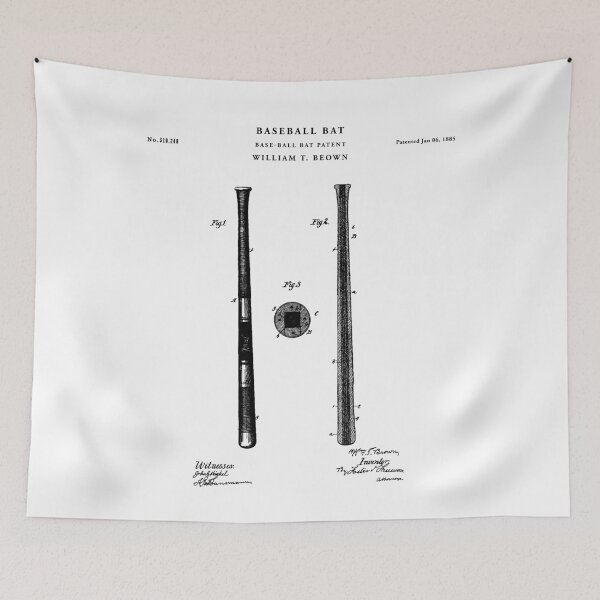 Item preview, Baseball bat Patent Drawing Blueprint designed and sold by Vintago.