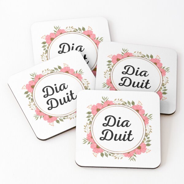 Item preview, Dia Duit Hello Irish Language Flower wreath designed and sold by Irishprints.