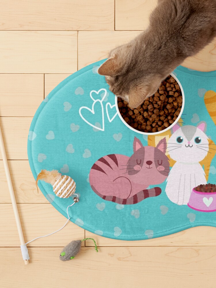 Cute Cat Trio With Hearts  Pet Mat for Sale by BrookndaleCraft