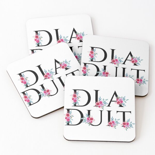 Item preview, Dia Duit Hello Irish Language with Pink Flowers  designed and sold by Irishprints.