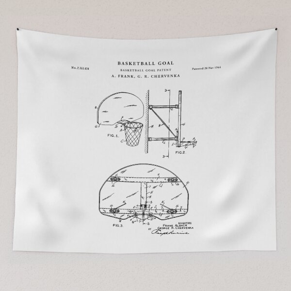 Item preview, Basketball goal Patent Drawing Blueprint designed and sold by Vintago.