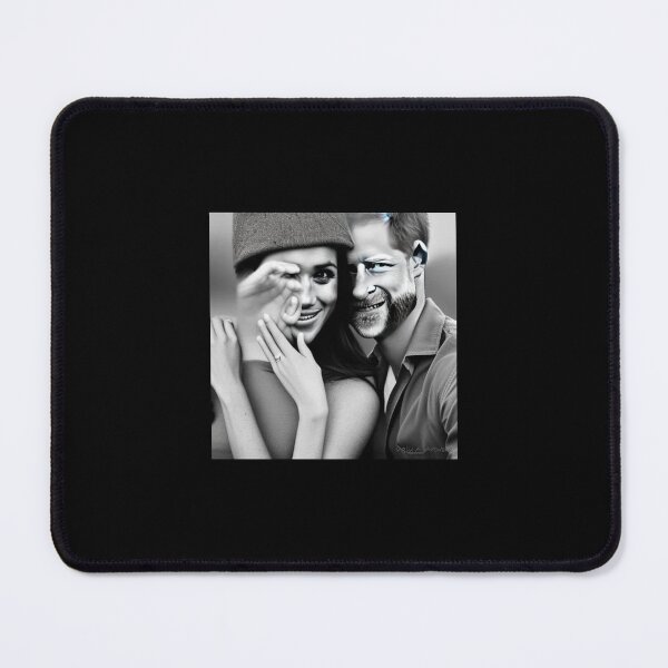 Item preview, Prince Harry and Meghan Markle (black and white portrait) designed and sold by UglyAIArtwork.