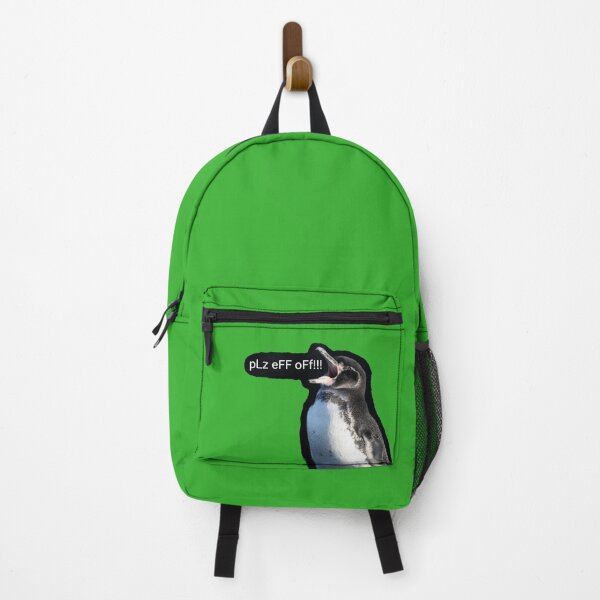 Item preview, Galapagos Penguin Plz Eff Off (Bright Green #35B02C background) designed and sold by SBPenguins.