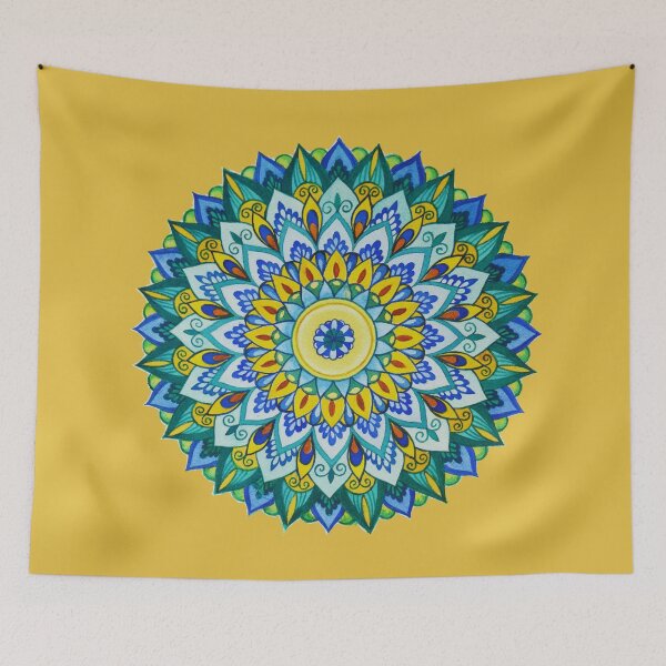Item preview, Blue intricate Mandala ( Ajna chakra) designed and sold by Dharmandalaart.