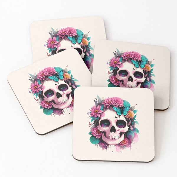 Artikelvorschau, Totenkopf, Zuckerschädel, dunkel, La Catrina, Calavera, Skelettliebhaber, coole Totenköpfe, Knochen, gotische Blumendame entworfen und verkauft von Collagedream.