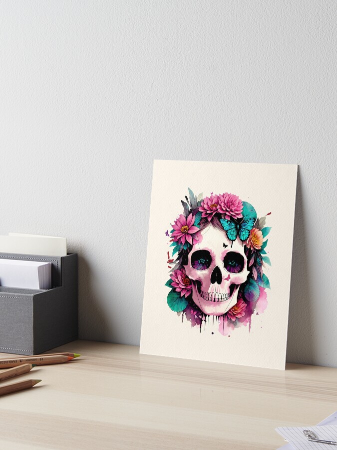 Lady skull, sugar skull, dark, La catrina, calavera, skeletons lovers, cool  skulls, bones, gothic floral lady | Art Board Print