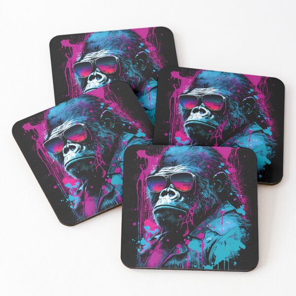 Item preview, Ape Colorful Gorilla, 80's Retrowave Art, Synthwave Style, Animal Art, Animals designed and sold by SnorbelDesign.