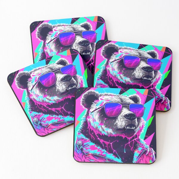 Item preview, Colorful Bear, 80's Retrowave Art, Synthwave Style, Animal Art, Grizzly Bear designed and sold by SnorbelDesign.
