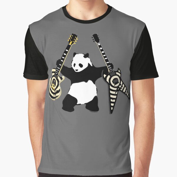 Vista previa del artículo con la obra «Panda con guitarras | Panda con hachas | Panda inspirado en Banksy | Guitarras exclusivas de Zakk Wylde», diseñado y vendido por PandaWithAxes.