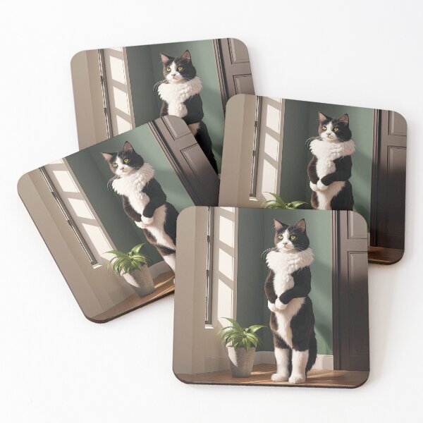 Item preview, Anthropomorphic portrait of my cat standing in light and dark in front of a window designed and sold by zotilus.