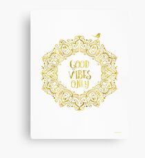 Good Vibes Only Golden Canvas Print