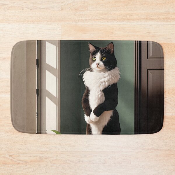 Item preview, Anthropomorphic portrait of my cat standing in light and dark in front of a window designed and sold by zotilus.