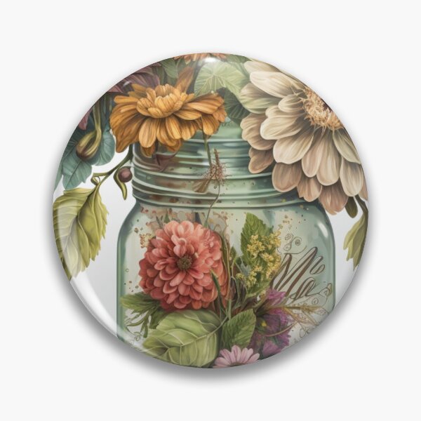 Item preview, Mason Jar with Flowers Fitted designed and sold by ImagineInk.