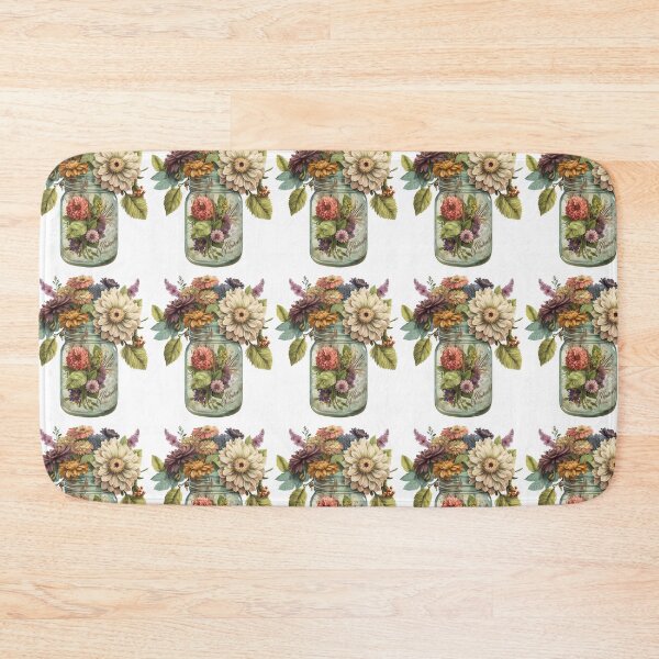Item preview, Mason Jar with Flowers Fitted designed and sold by ImagineInk.