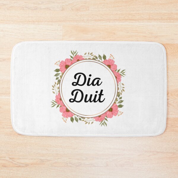 Item preview, Dia Duit Hello Irish Language Flower wreath designed and sold by Irishprints.