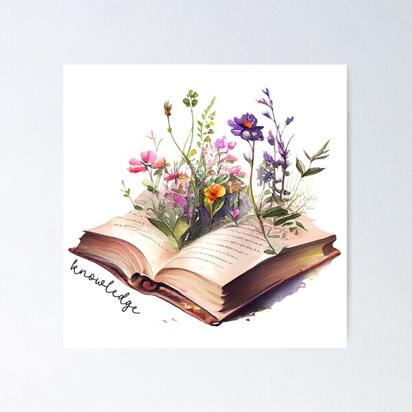 Item preview, Knowledge in Books - Purple Watercolour Flowers designed and sold by CreativNode.